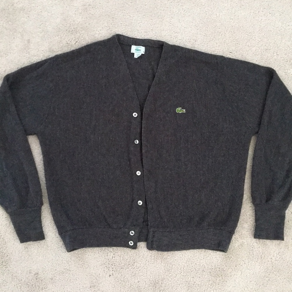 Izod Lacoste gray cardigan vintage sweater